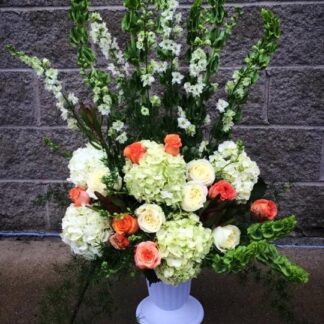White & Orange Ceremony Flowers