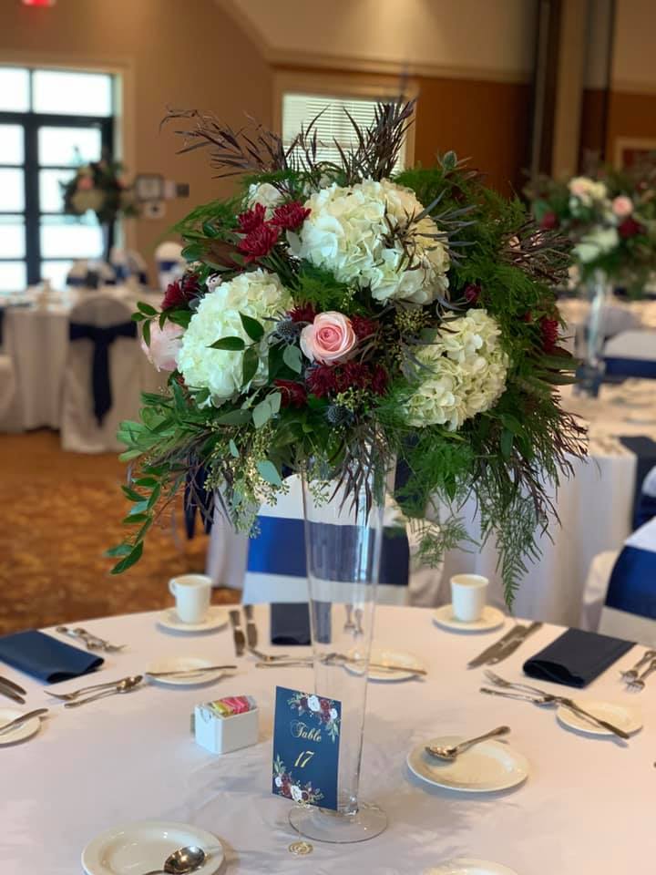 Burgundy & Blush Tall Centerpiece