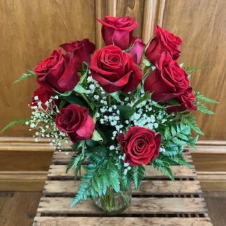 Dozen Red Roses Vased