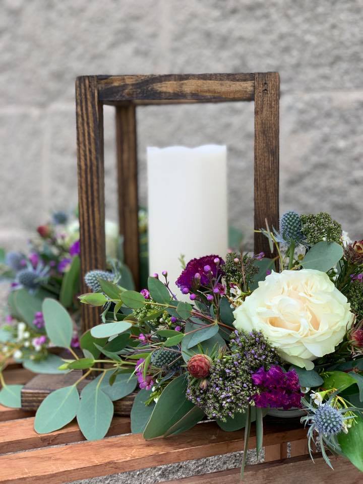 Wooden Lantern Flowers