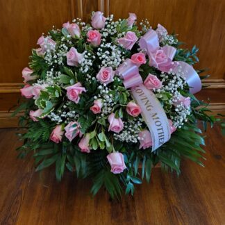 Lutz Pink Rose Casket Spray