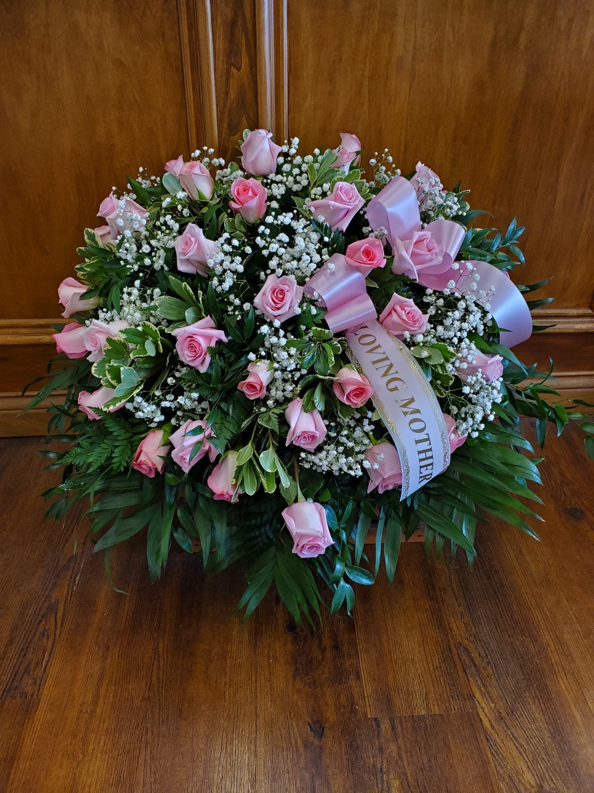 Lutz Pink Rose Casket Spray
