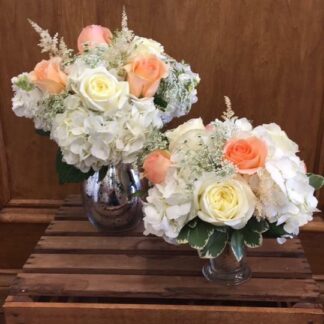 Peach & White Centerpieces