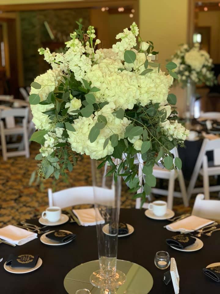 Classic tall white centerpiece