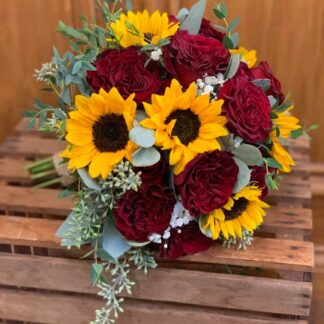 Sunflower & Red Rose Bouquet