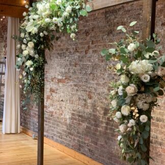 White & gold floral arch swags
