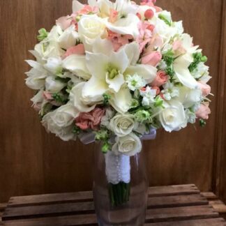 Peach & White Rose Lily Bouquet
